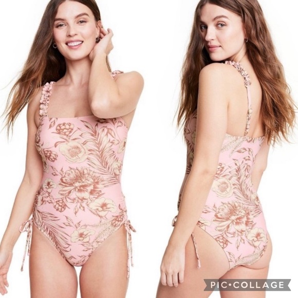 NWT Romantic Floral Print Flutter Sleeve Medium Coverage One Piece Swim SIZE 1X - Picture 4 of 17